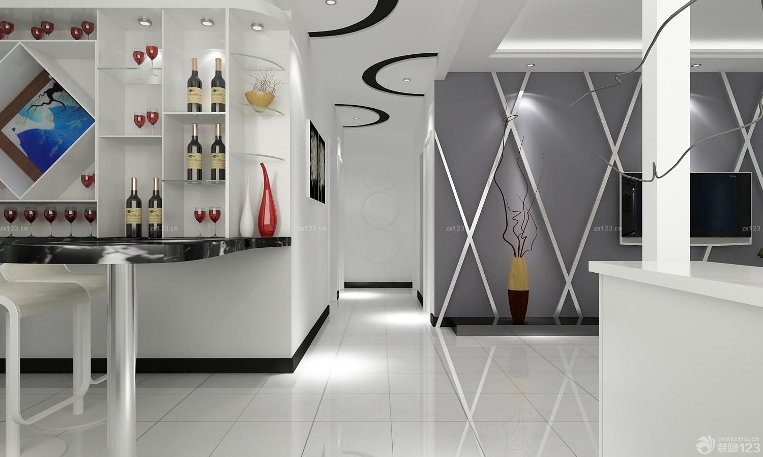 最新现代时尚110平方家装酒柜设计图片