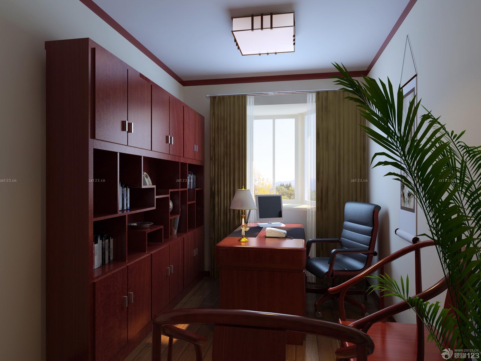 2025最新别墅阁楼中式书柜图片欣赏