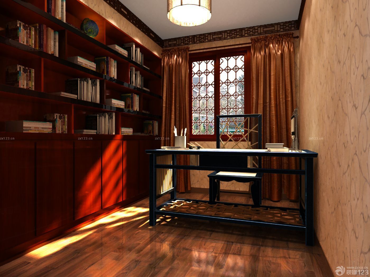 2025最新花园洋房中式书柜效果图片欣赏