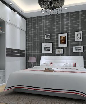 黑白搭配65平米两室一厅卧室衣柜设计图片大全