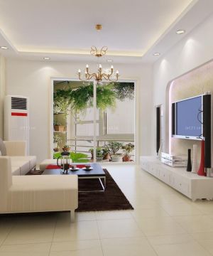 温馨简约88平米客厅阳台门洞造型设计效果图片