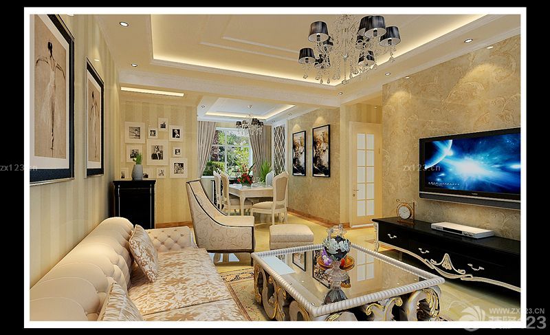 2025简欧式客厅装修风格混合材质茶几图片欣赏