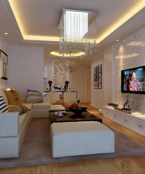 现代时尚家装客厅瓷砖电视背景墙装修效果图
