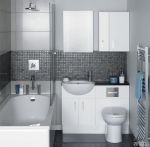 2023冷色调卫生间浴室室内装修玻璃隔断设计效果图欣赏