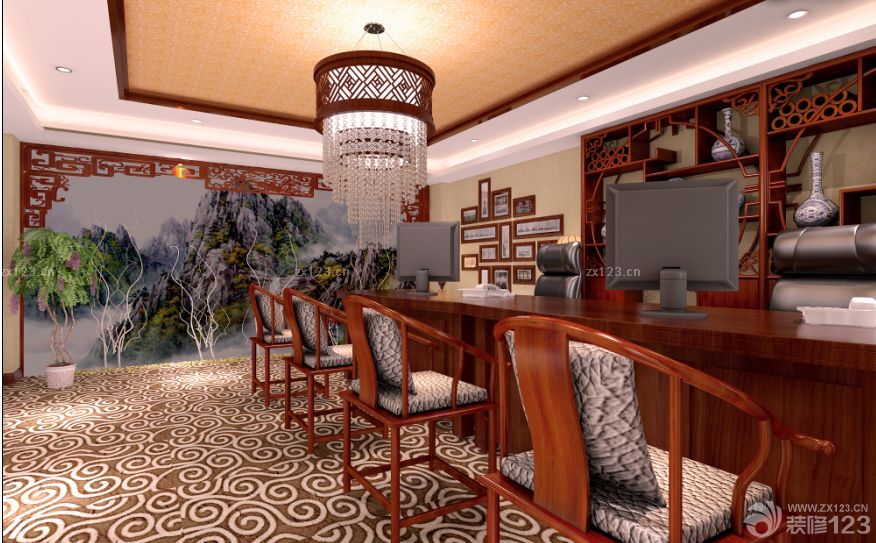 中式装修风格饭店门头简约吊灯图片大全