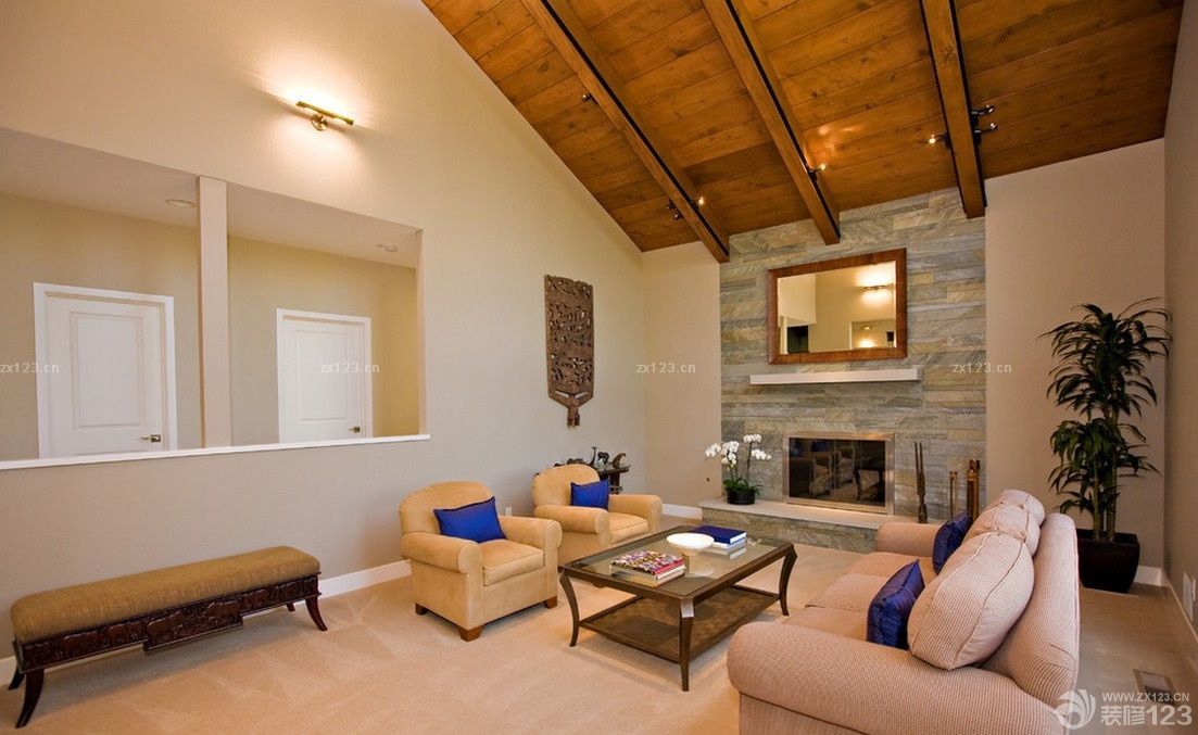 2025最新美式现代风格阁楼客厅装修效果图设计