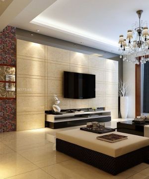 2025沉稳家装客厅瓷砖电视背景墙装修图片大全