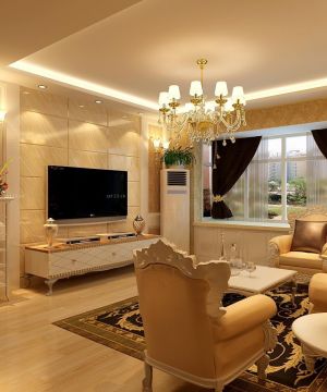 欧式风格客厅瓷砖电视背景墙装饰效果图欣赏