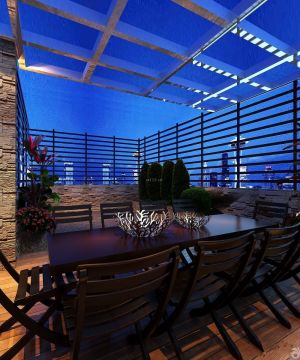 现代美式混搭风格露天阳台装修效果图大全2025图片欣赏