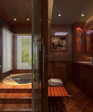 美式风格浴室钢化玻璃隔断设计效果图欣赏