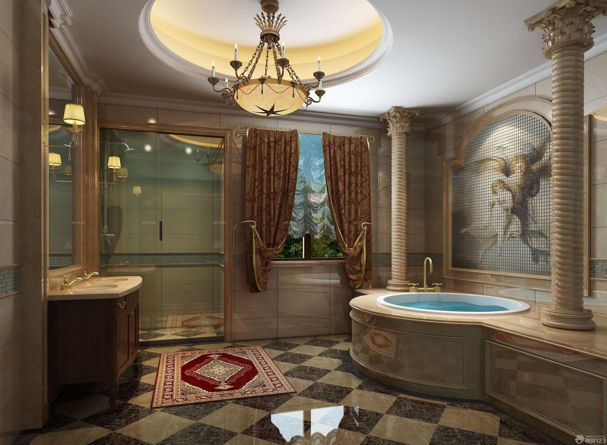 2025美式风格浴室隔断门装修效果图