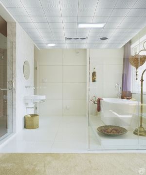 现代风格卫生间浴室铝扣板集成吊顶设计实景图