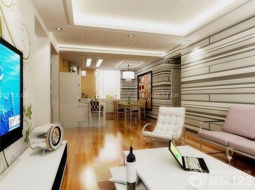 2025田园风格家居休闲区布置条纹壁纸效果图