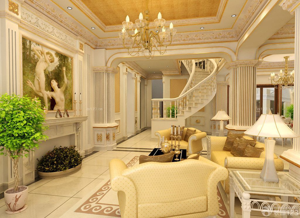 最新欧式别墅楼梯扶手设计效果图片大全