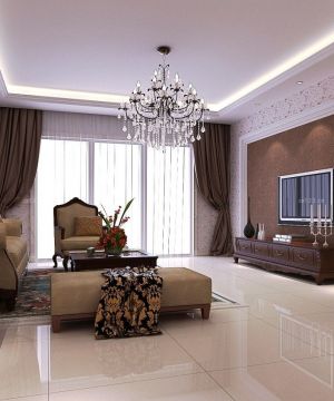 后现代风格客厅米白色瓷砖铺贴效果图片