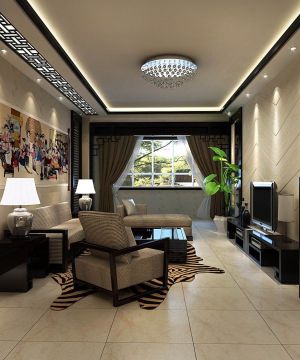 最新沉稳家装客厅瓷砖铺贴设计效果图