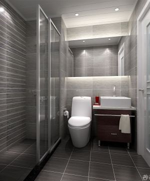2023最新现代风格卫生间浴室不锈钢玻璃隔断装修效果图