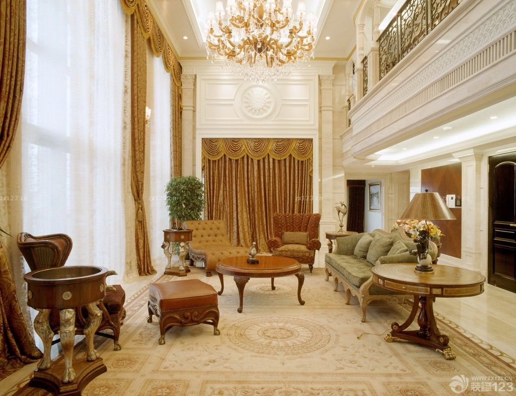 2025别墅客厅窗帘装饰设计效果图大全