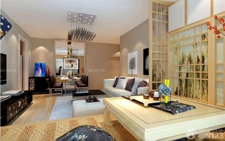 现代设计风格阳台榻榻米木质茶几装修图片大全