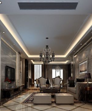 2025冷色调家装客厅全抛釉瓷砖设计图片展示