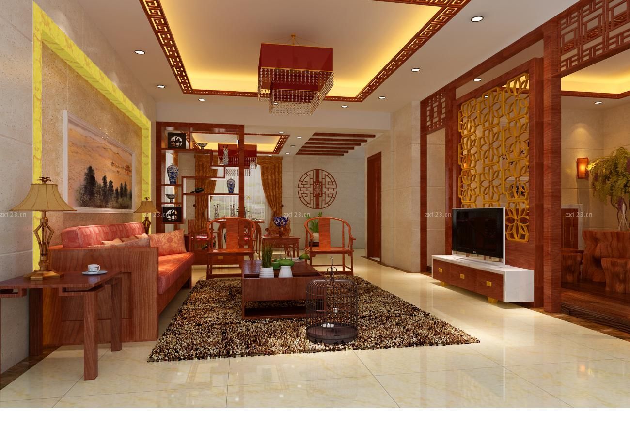 中式风格家居室内全抛釉瓷砖设计图片展示