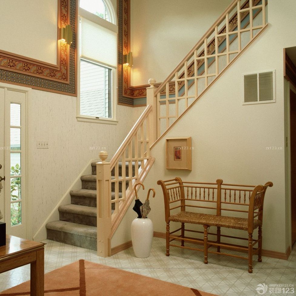 2025沉稳室内实木楼梯扶手效果图