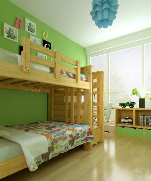 最新116平米家居卧室实木高低床装饰实景图