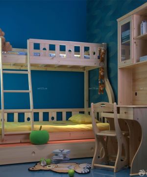 80平米两居室儿童房实木高低床设计图片