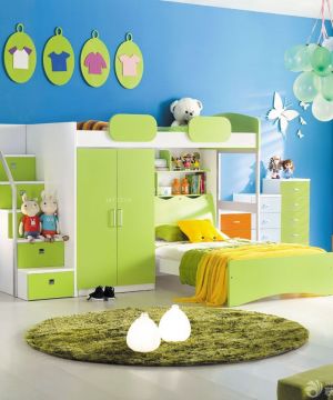 小清新家装儿童房高低床设计效果图