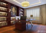 2025中式家居书房设计深褐色木地板图片