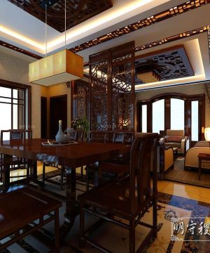 最新中式仿古装修家庭餐厅实木家具图大全