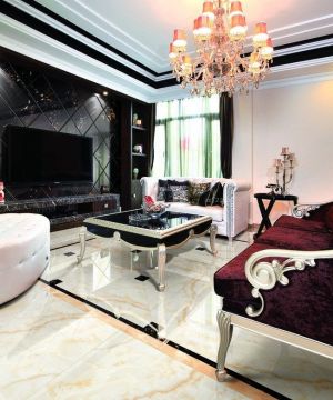 2025最新家装客厅微晶石瓷砖装饰图片