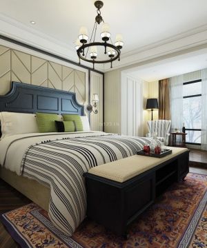 2025简约沉稳卧室落地飘窗设计样板间图片大全