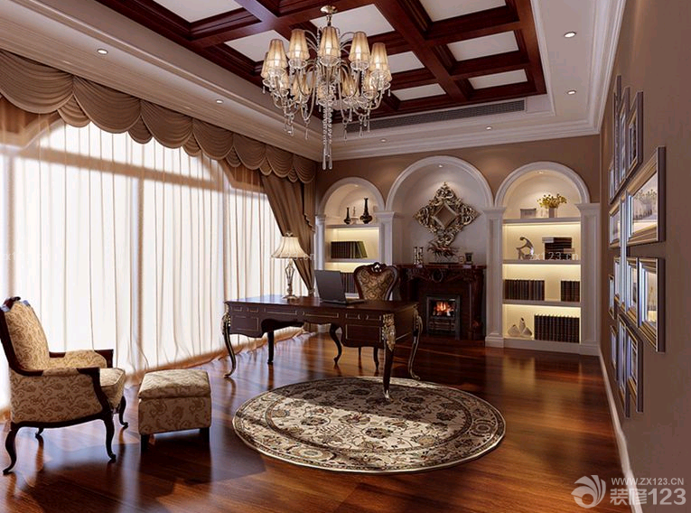 书房实木吊顶装修效果图大全2025图片