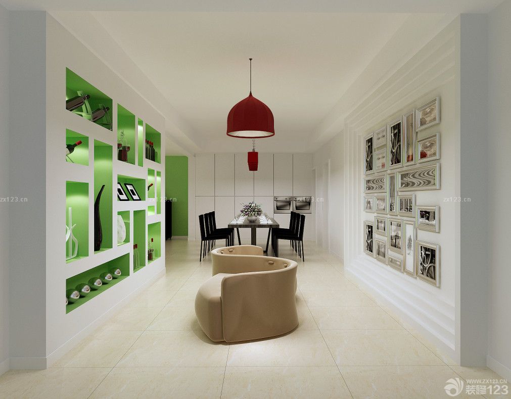 起居室现代简约博古架装修实景图欣赏