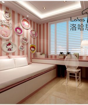儿童房条纹壁纸背景墙装饰效果图大全2025图片 