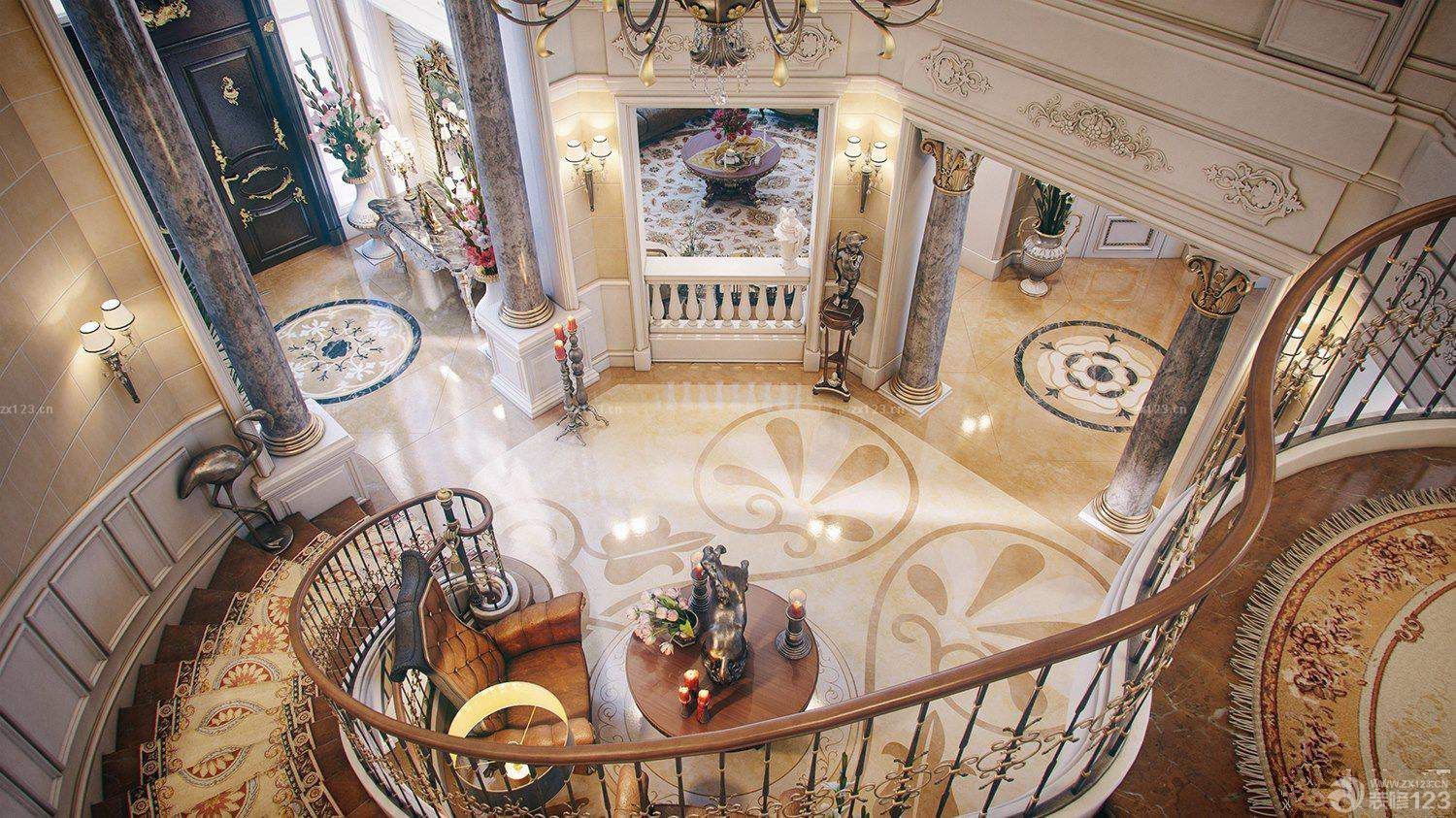 2025最新欧式别墅楼梯扶手设计实景图