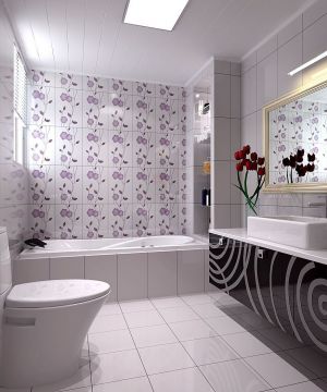 黑白简约小浴室条形铝扣板吊顶装修效果图欣赏