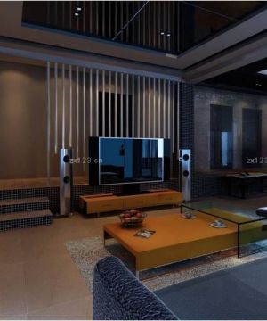 最新现代客厅室内电视背景墙条纹壁纸效果图