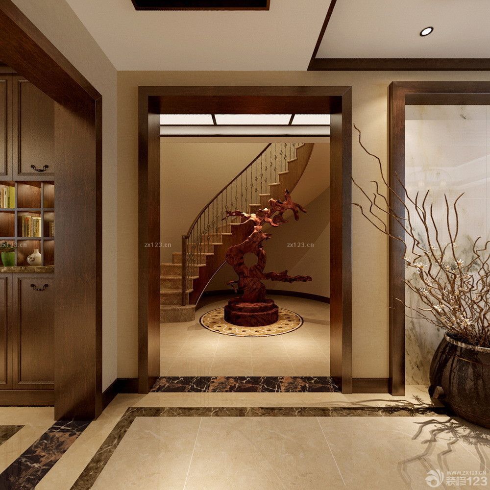 最新沉稳风格别墅楼梯扶手实景图欣赏