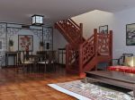 中式风格室内阁楼实木楼梯扶手设计效果图欣赏