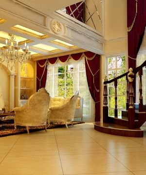 奢华欧式实木楼梯扶手设计效果图