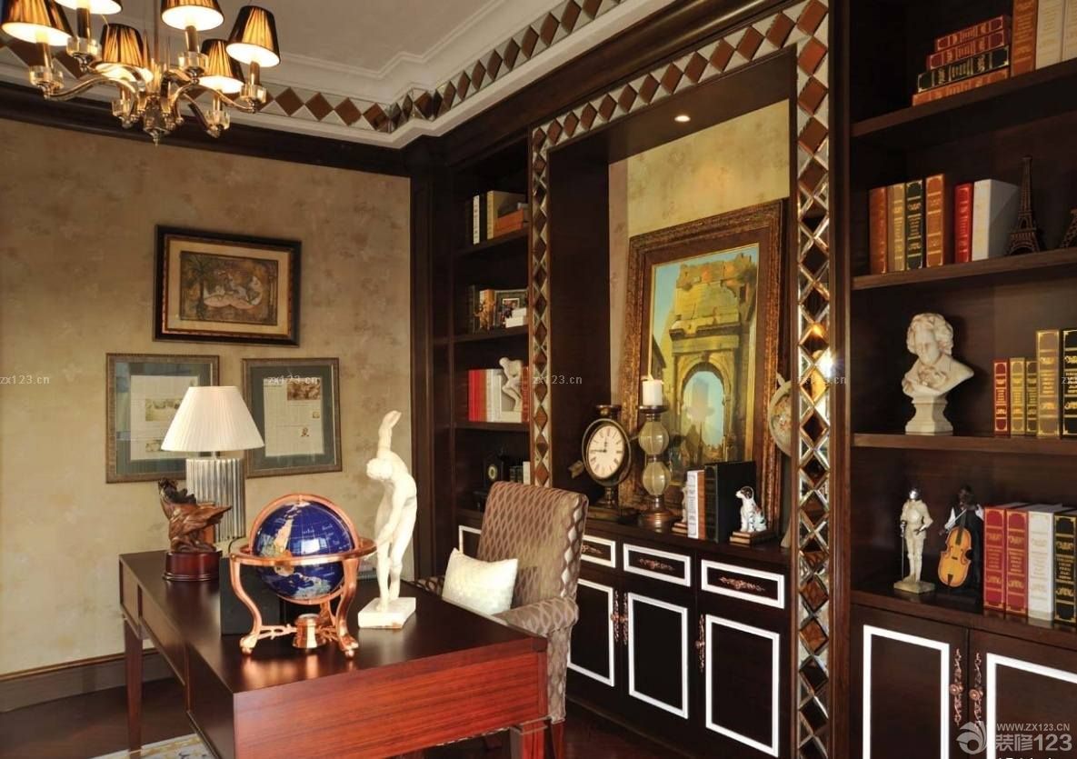 沉稳欧式书柜图片大全
