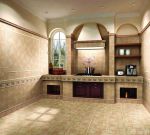 2023最新美式复古厨房仿古砖效果图