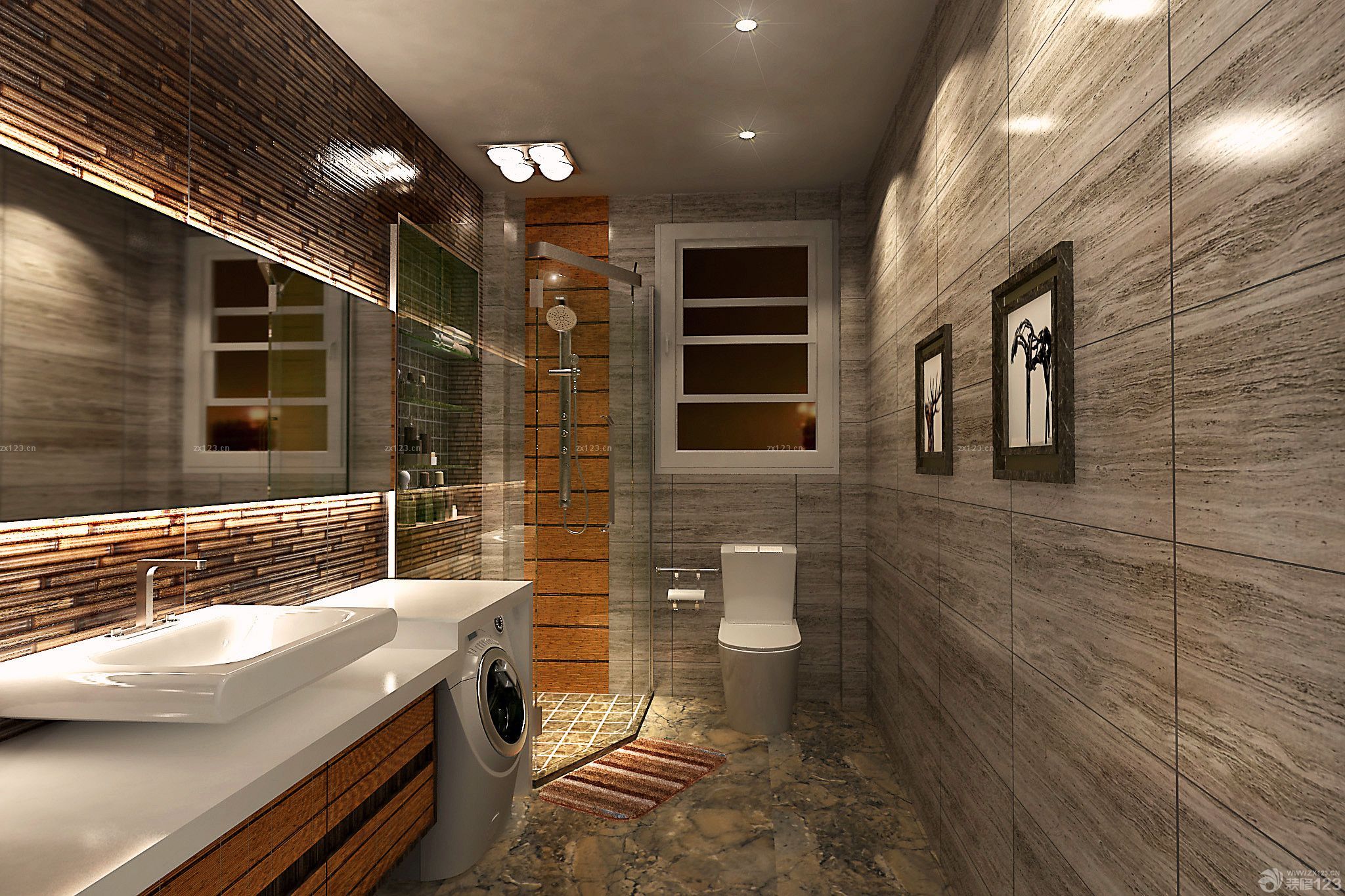 2025后现代卫生间仿古砖效果图