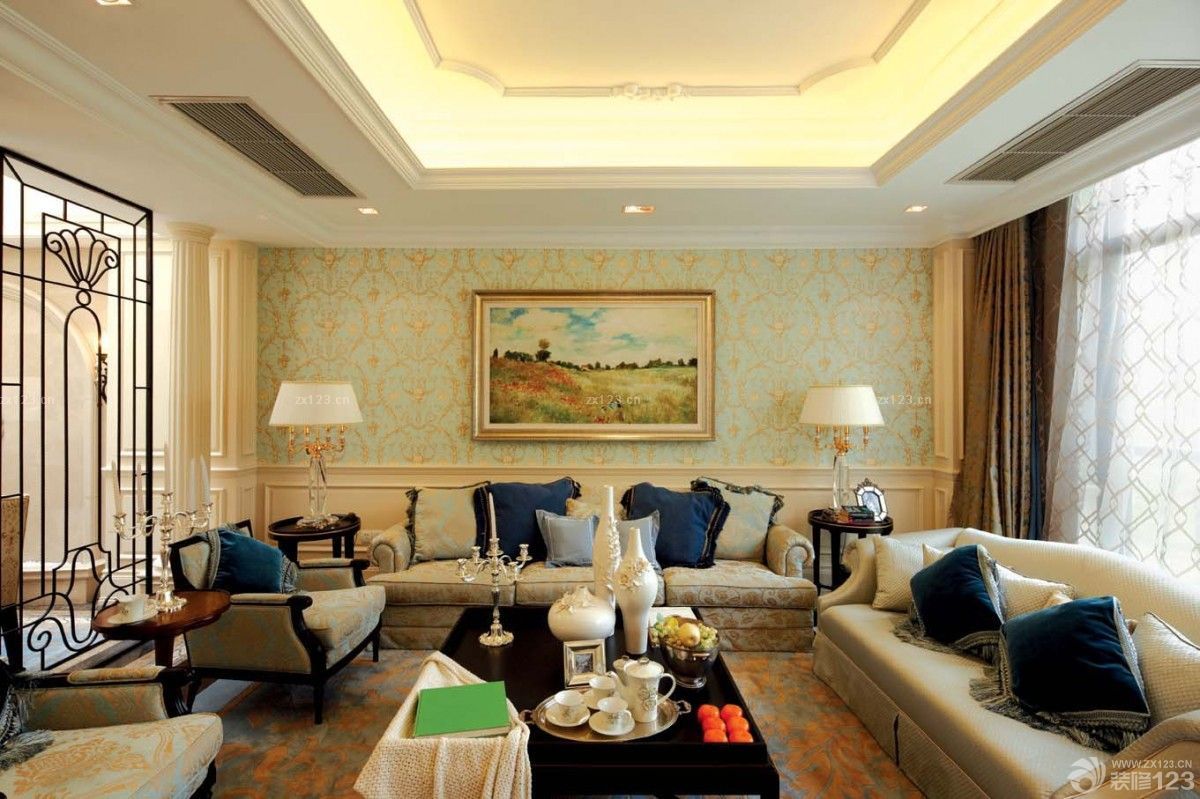 简欧风格客厅墙纸设计效果图欣赏