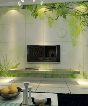 禅意家装客厅艺术瓷砖电视背景墙设计图片