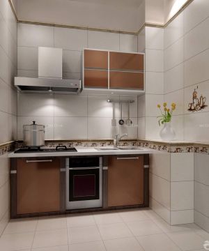 现代风格70平米家装厨房白色瓷砖铺贴图片