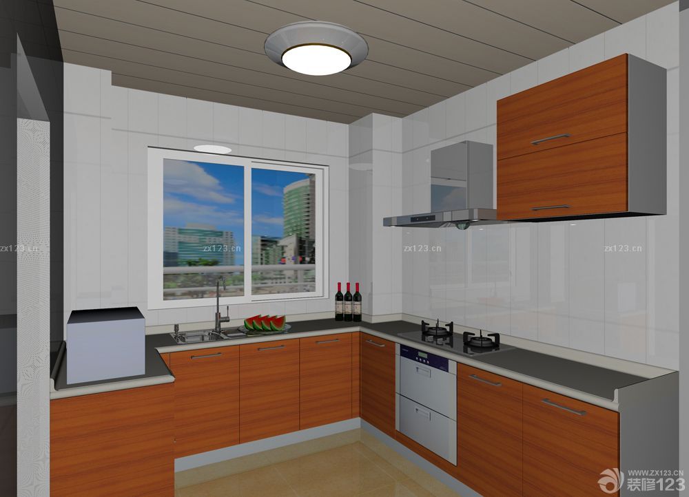 沉稳风格厨房条形铝扣板吊顶效果图片大全