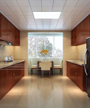 现代美式混搭风格厨房吊顶铝扣板效果图